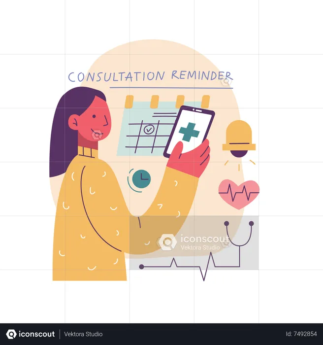 Woman setting reminders to have consultation  Illustration