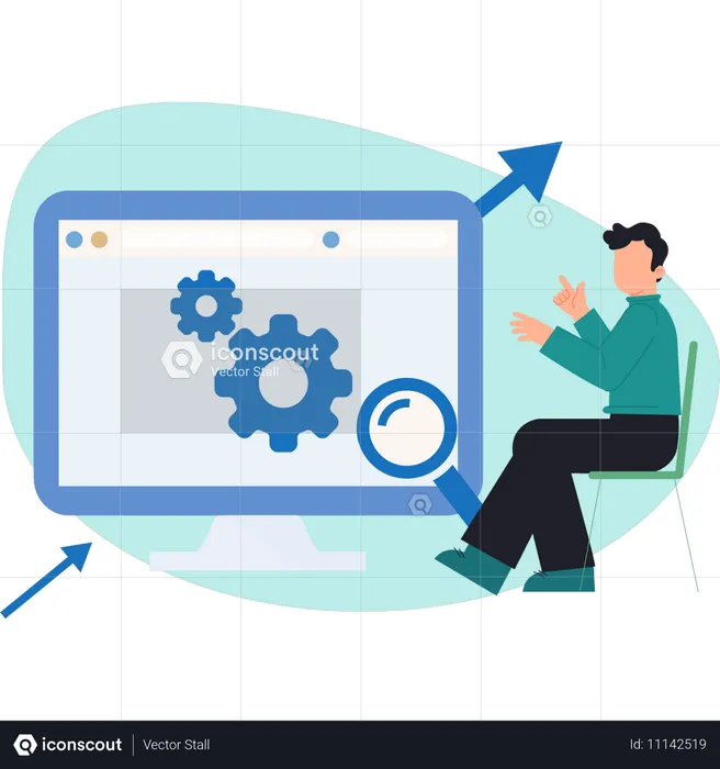 Woman setting web services  Illustration