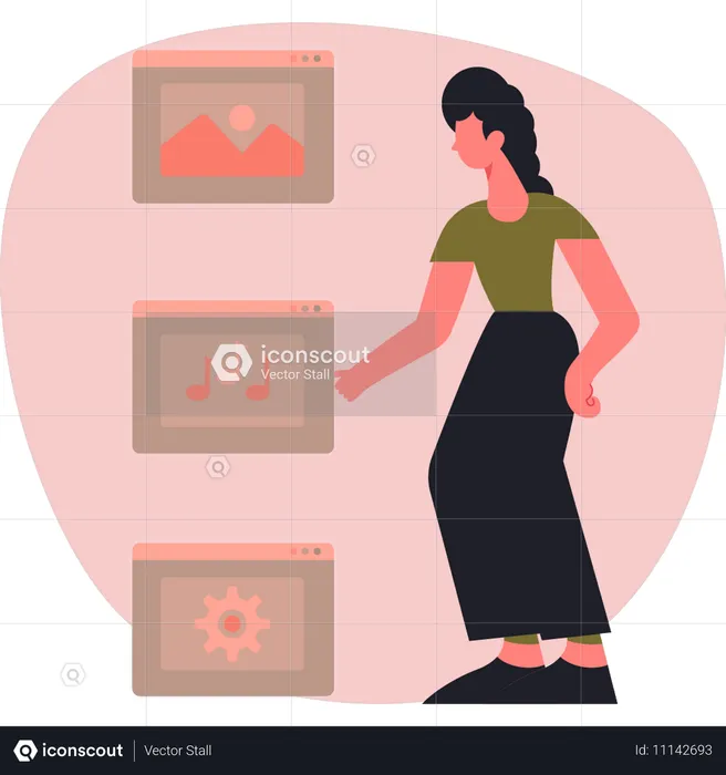 Woman setting webpage  Illustration