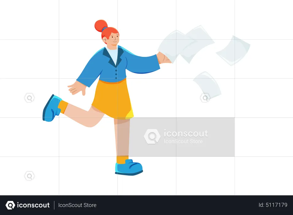 Woman sharing content files  Illustration