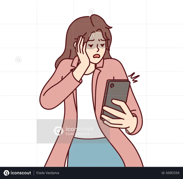 Woman shocked on phone talk  Illustration