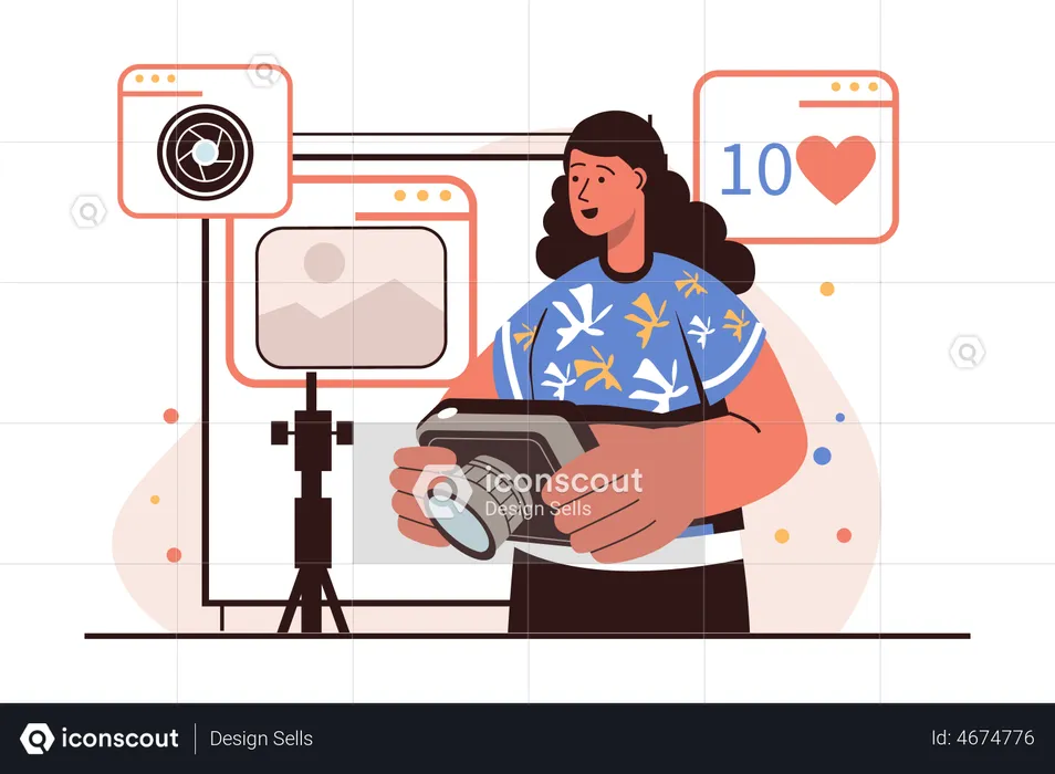 Woman shooting photo for social media platform  Illustration