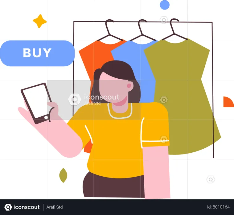 Woman shopping for fashion online  Illustration