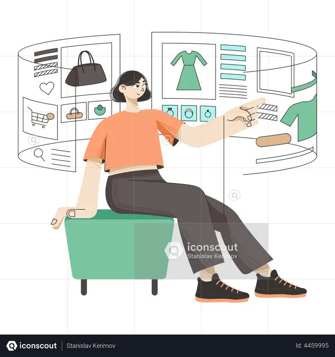Woman shopping in metaverse  Illustration