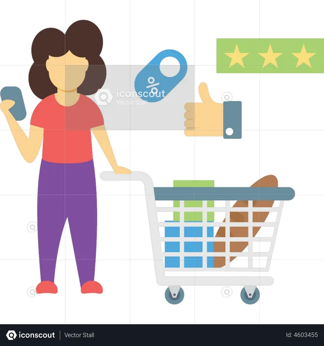 Woman shopping on discount  Illustration