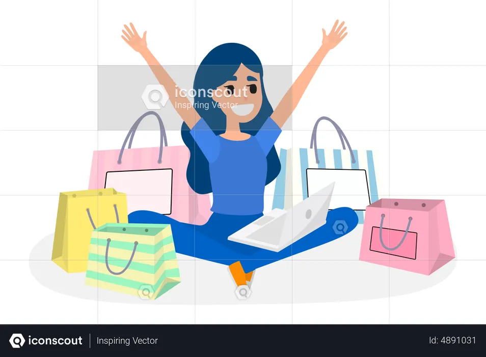 Woman Shopping Online  Illustration