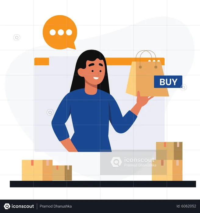 Woman Shopping online  Illustration