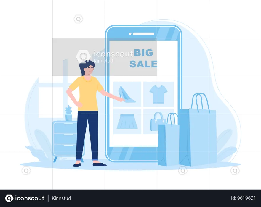 Woman shopping online  Illustration