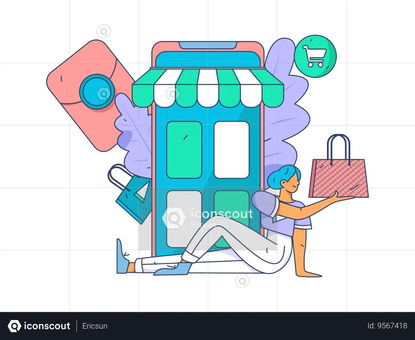 Woman shopping online  Illustration