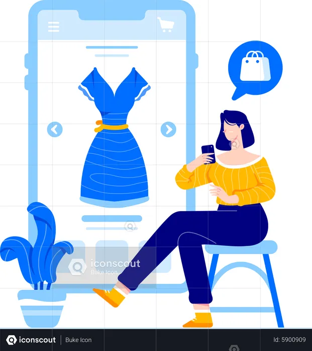 Woman shopping online  Illustration