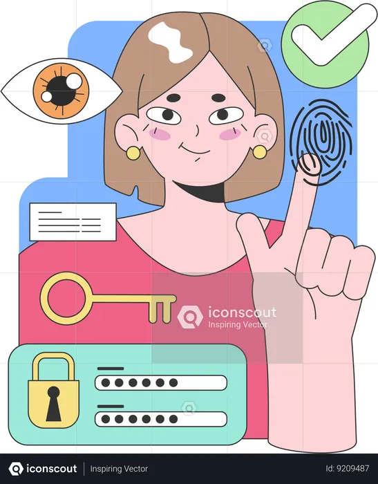 Woman showcasing advanced biometric verification  Illustration