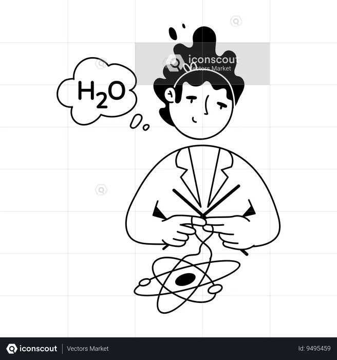 Woman showing Atom Structure  Illustration