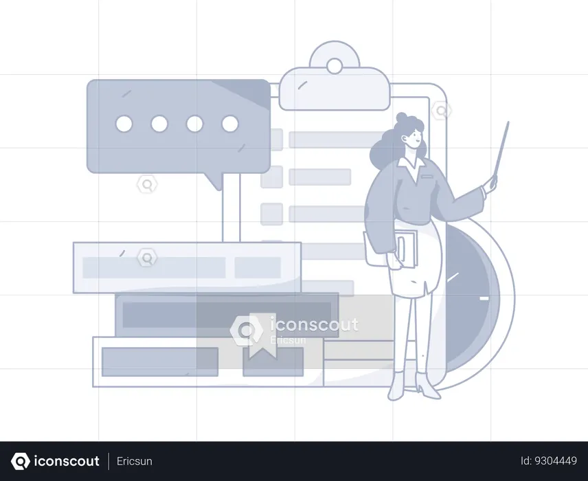 Woman showing business files and business task  Illustration