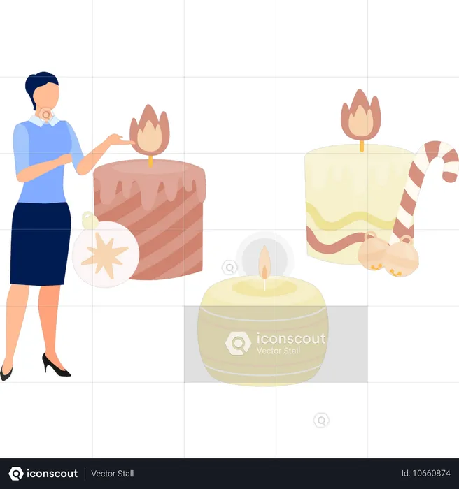 Woman showing candle  Illustration