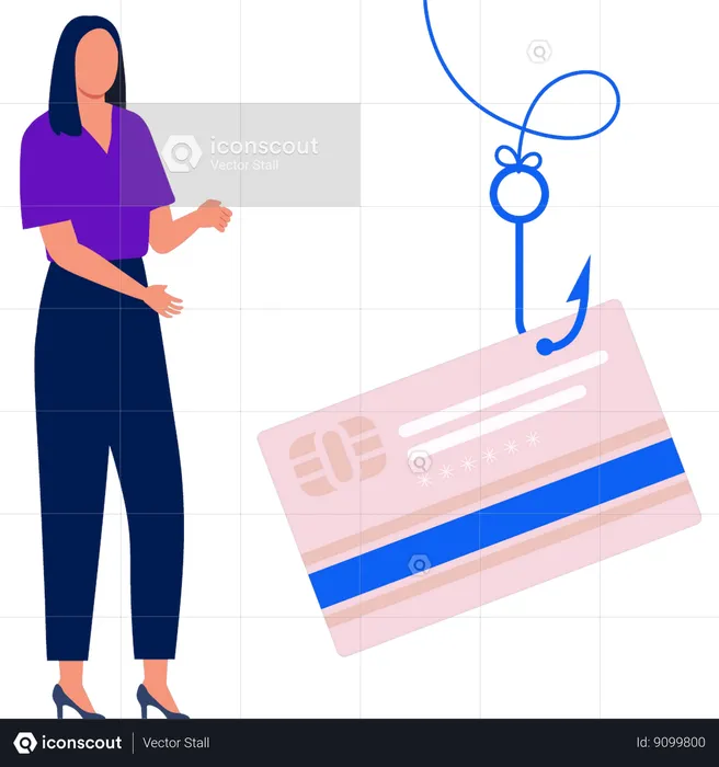 Woman showing credit card  Illustration