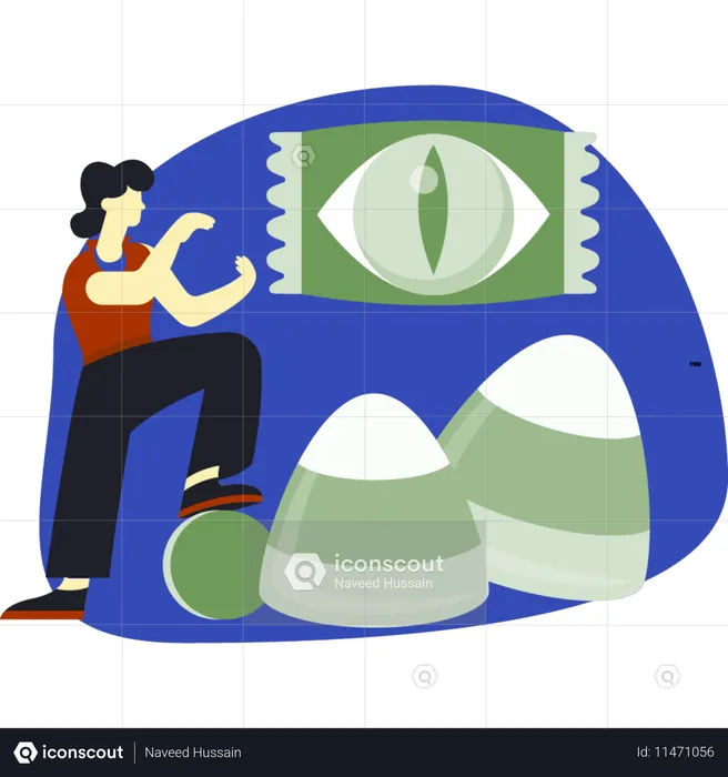 Woman showing crystal ball candy  Illustration