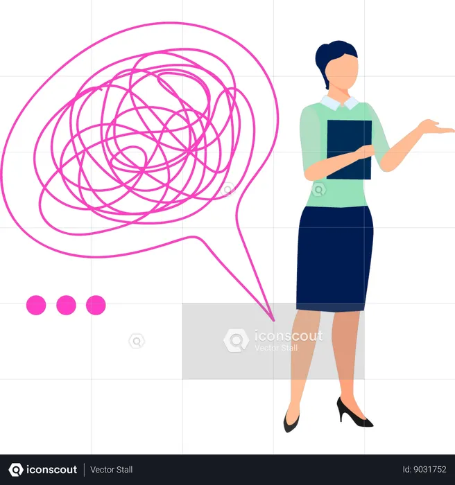 Woman showing decision fatigue  Illustration