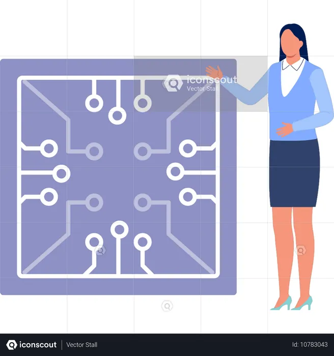 Woman showing digital networking  Illustration