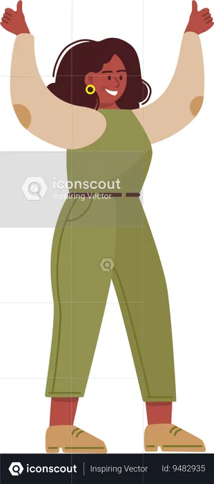 Woman showing double thumbs up  Illustration