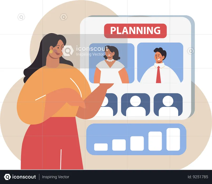Woman showing Employee performance indicators and reports  Illustration