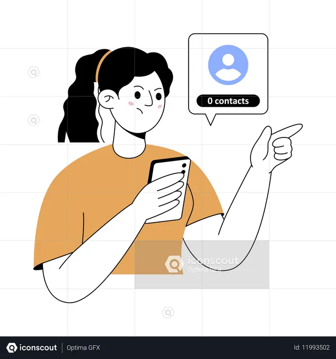 Woman showing empty contact  Illustration