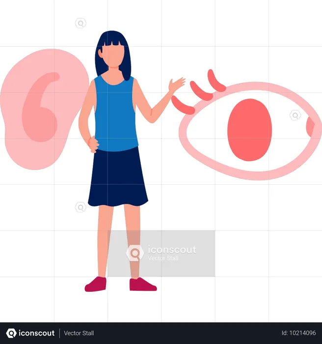 Woman showing eye ball  Illustration