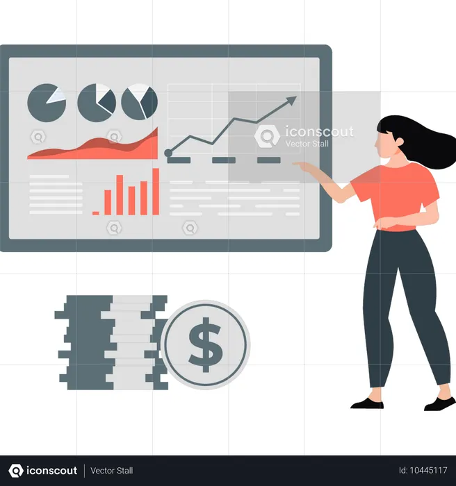 Woman showing fianncial growth chart  Illustration