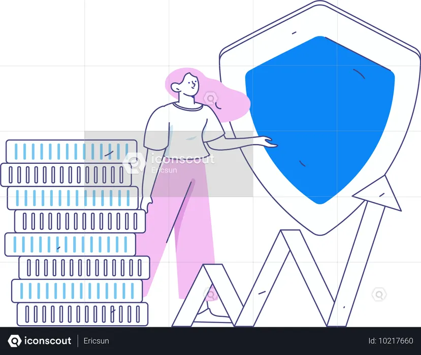 Woman showing financial growth  Illustration