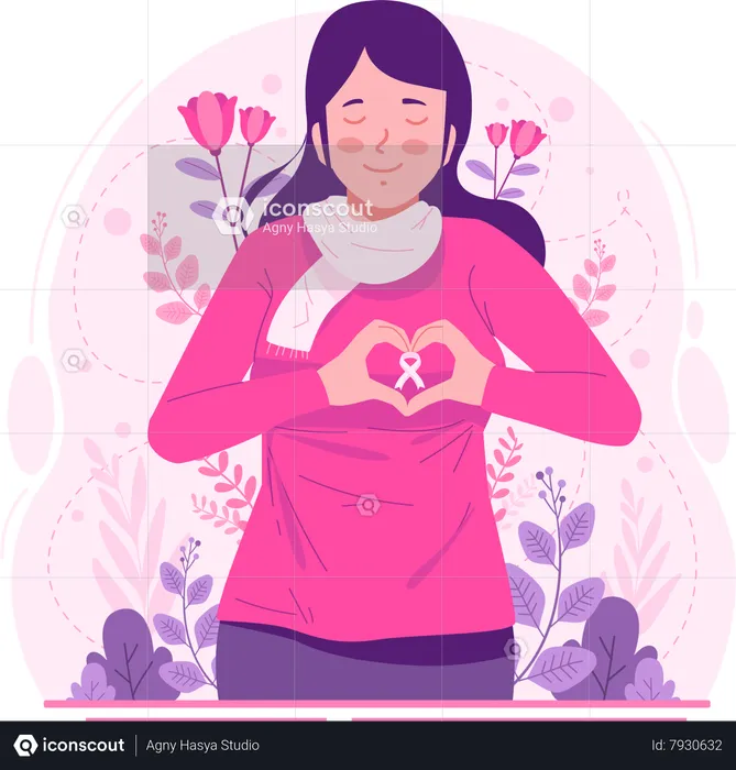 Woman Showing Heart Shape Gesture  Illustration