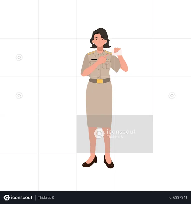 Woman showing identity card  Illustration
