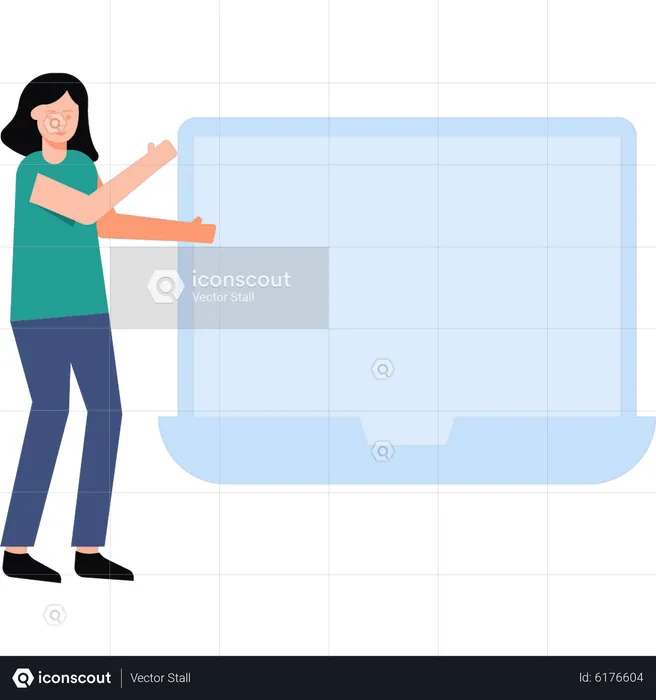 Woman showing laptop  Illustration