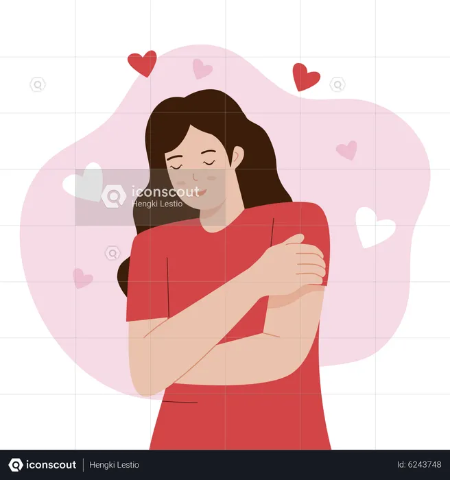 Woman showing love for herself  Illustration