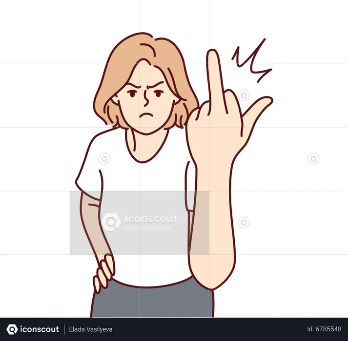 Woman showing middle finger  Illustration