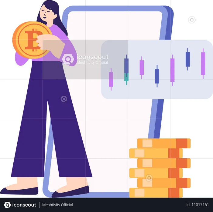 Woman showing mining algorithm  Illustration