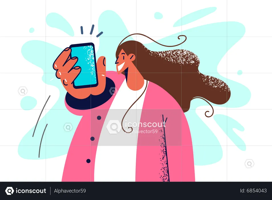 Woman showing mobile  Illustration