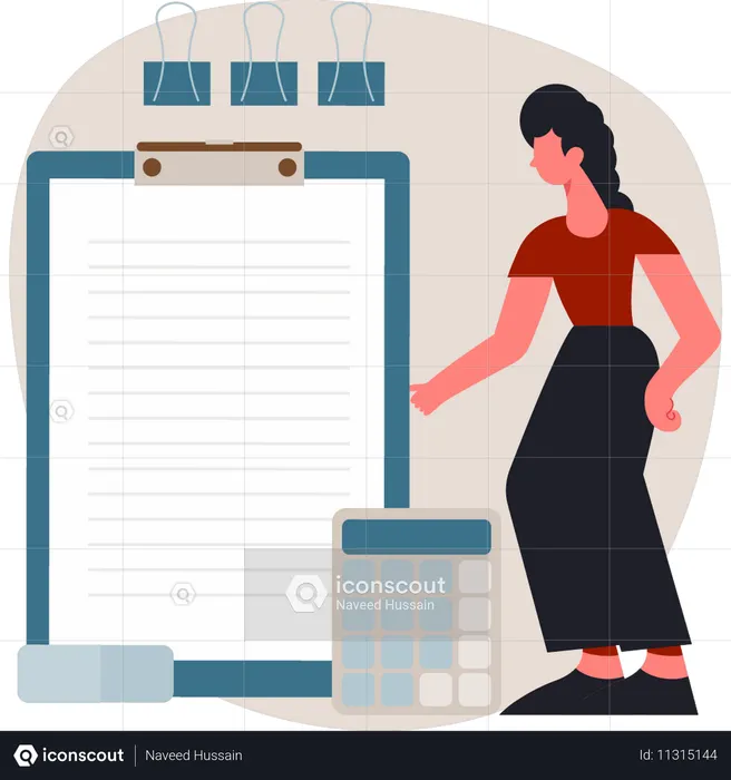 Woman showing office clipboard  Illustration