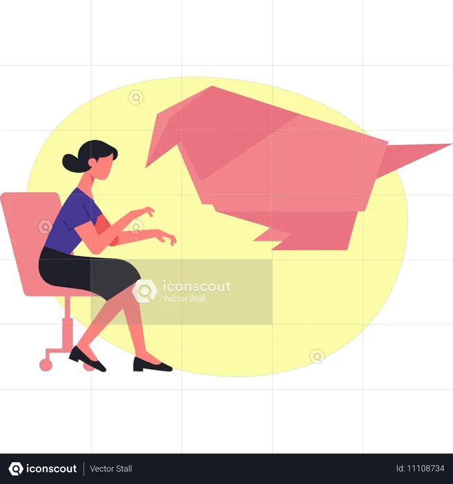 Woman showing origami bird  Illustration