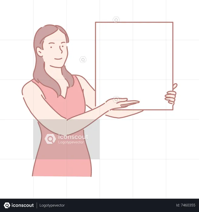 Woman showing plain cardboard  Illustration