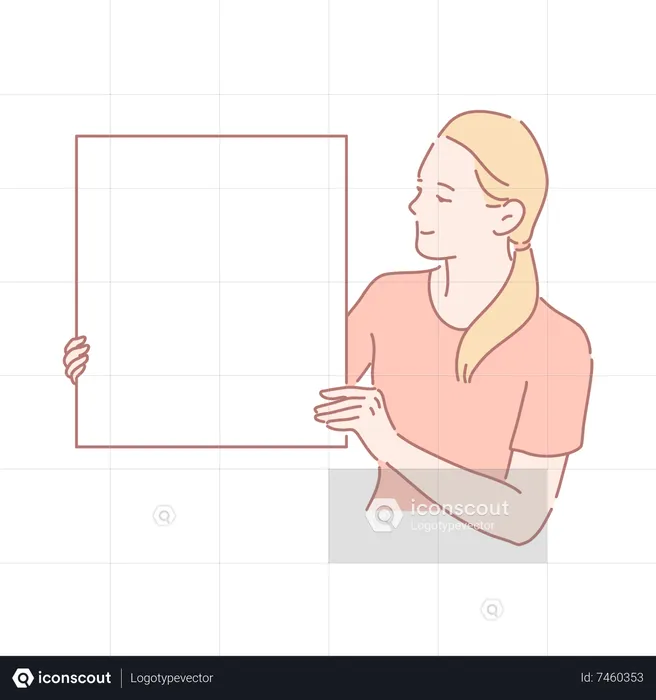 Woman showing plain cardboard  Illustration