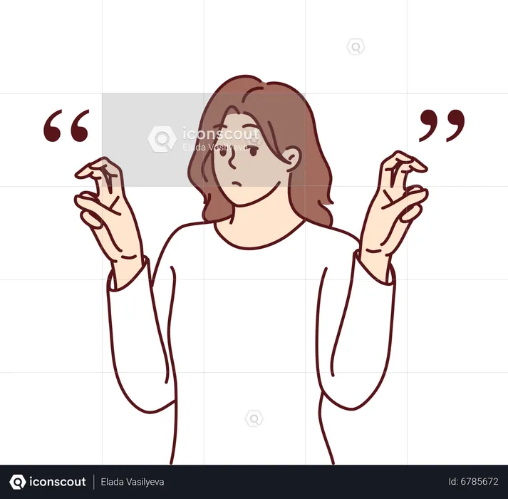 Woman showing quotation mark  Illustration