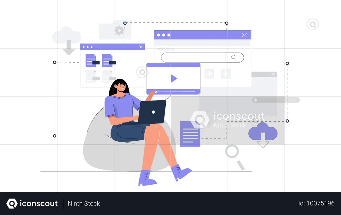 Woman showing seo video  Illustration