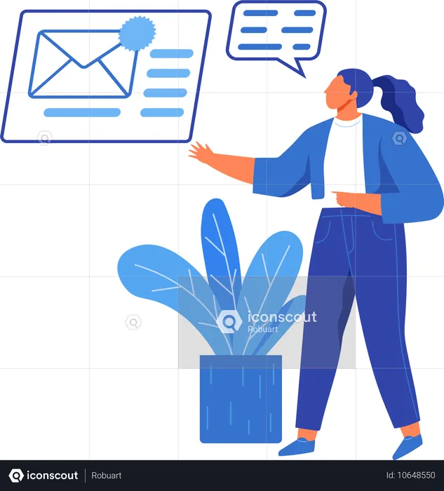 Woman showing  subscription for news  Illustration