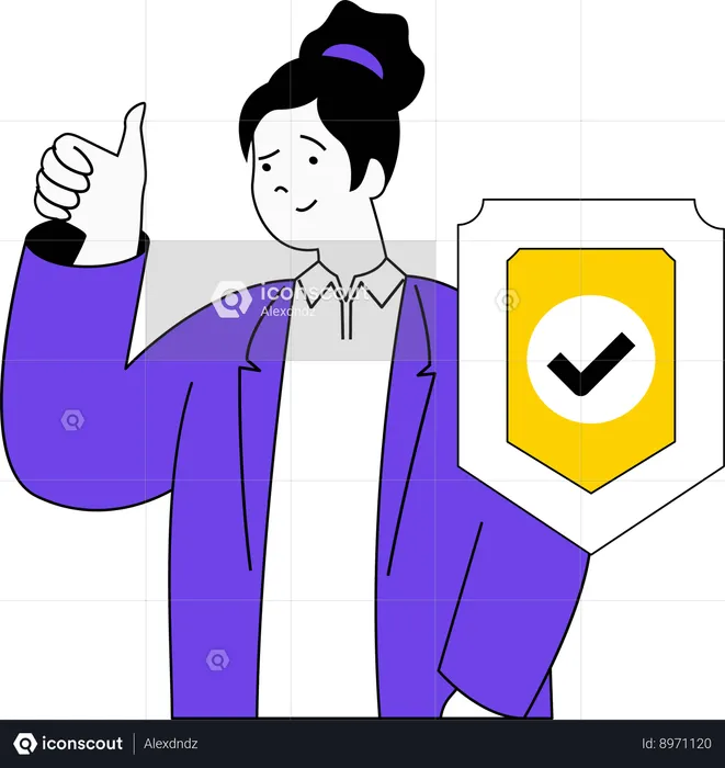 Woman showing system security  Illustration