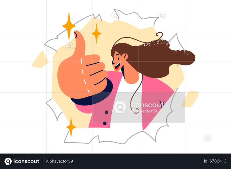 Woman showing thumbs up  Illustration