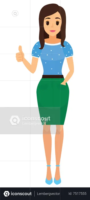 Woman Showing Thumbs Up  Illustration