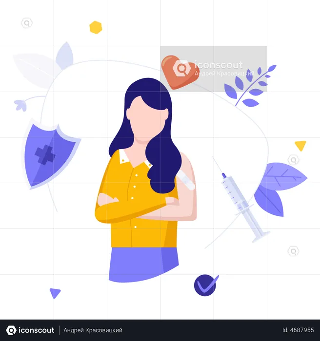 Woman Showing Vaccinated  Illustration