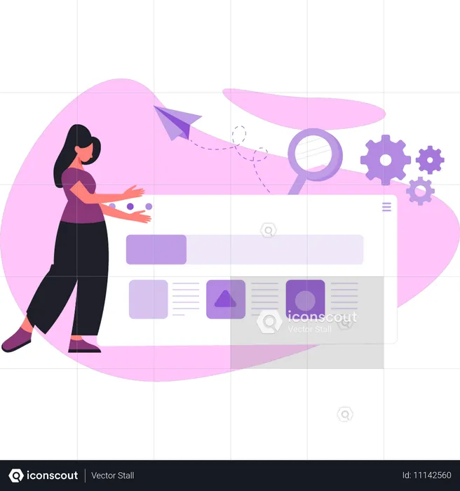 Woman showing web loading  Illustration