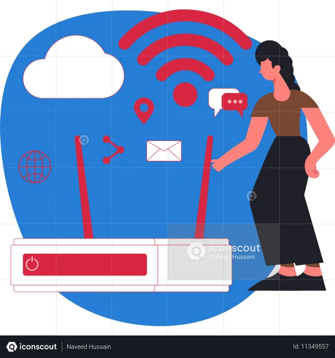 Woman showing wireless router  Illustration