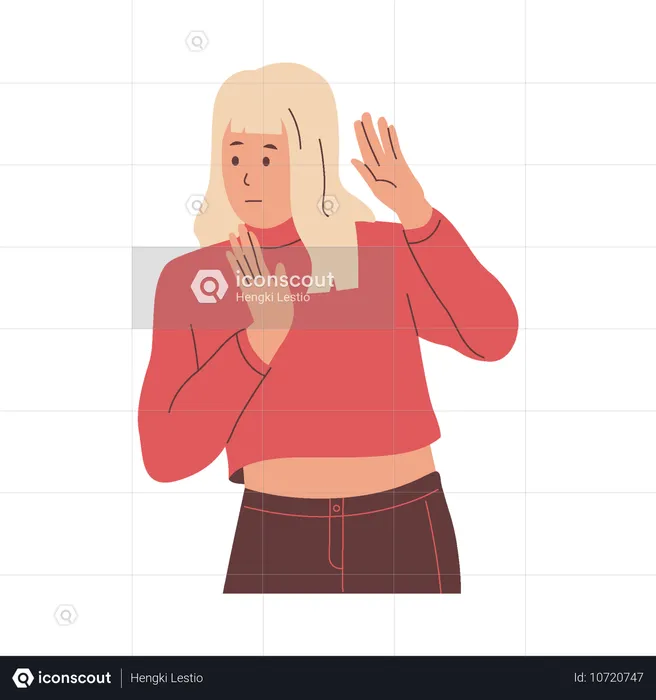 Woman shows refusal gesture  Illustration