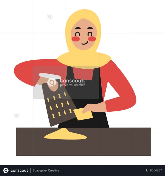 Woman shredding cheese  Illustration